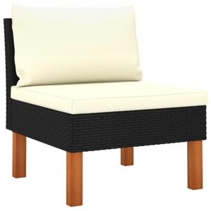 Sofa 3-osobowa ogrodowa z poduszkami, polirattan, czarna