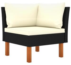 Sofa 3-osobowa ogrodowa z poduszkami, polirattan, czarna