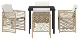 Zestaw Mebli Ogrodowych Komplet Jadalniany 5-Częściowy Beżowy Rattan Na Taras Balkon Ogród
