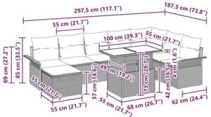 Zestaw Mebli Ogrodowych Komplet Wypoczynkowy Narożny Z Poduszkami 9-Częściowy Metal Na Taras Balkon Ogród