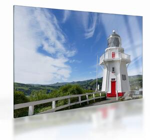 Obraz na szkle latarni morskiej Akaroa w Nowej Zelandii (70x50 cm)