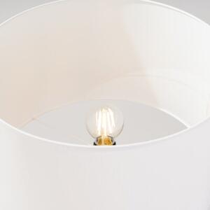 Lampa stojąca podłogowa z abażurem białym trójnóg drewniany 1xE27 15W SKUMRA Pure Lume