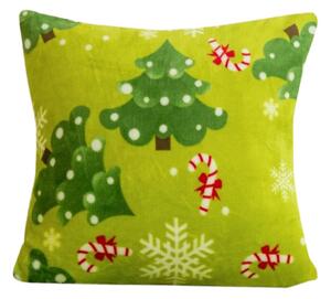 Mikropluszowa poszewka na poduszkę CHRISTMAS TREE 45x45 cm, zielony