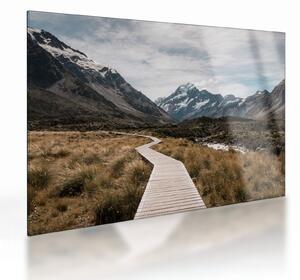 Obraz na szkle - Chodnik w dolinie góry Mt. Cook (70x50 cm)