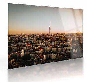 Obraz na szkle zachodu słońca nad Žižkov (70x50 cm)