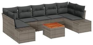 Zestaw Mebli Ogrodowych Komplet Wypoczynkowy Narożny Z Poduszkami 8-Częściowy Szary Rattan Na Taras Balkon Ogród