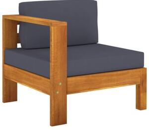 Sofa 3-osobowa ogrodowa z ciemnoszarymi poduszkami, akacjowa