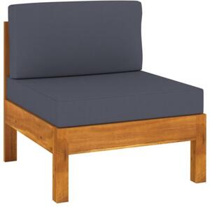 Sofa 3-osobowa ogrodowa z ciemnoszarymi poduszkami, akacjowa