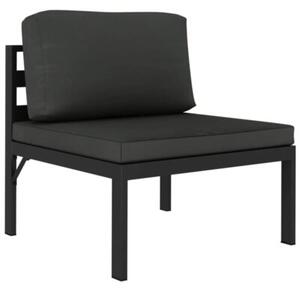 Sofa 2-os. ogrodowa z poduszkami, aluminium, antracytowa