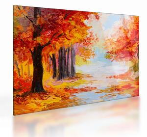 Obraz na szkle - Obraz na szkle olejny, kolorowa jesień (70x50 cm)
