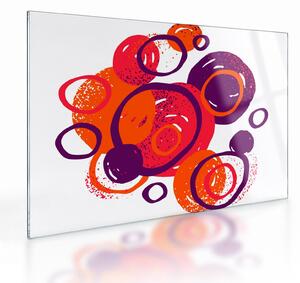 Obraz na szkle - Motyw z kółkami w ciepłych kolorach (70x50 cm)