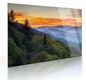Obraz na szkle - Czerwone chmury w górach (70x50 cm)