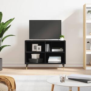 Szafka pod TV, czarna, 69,5x30x50 cm, materiał drewnopochodny