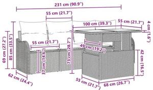 Zestaw Mebli Ogrodowych Komplet Wypoczynkowy Z Poduszkami 5-Częściowy Czarny Rattan Na Taras Balkon Ogród