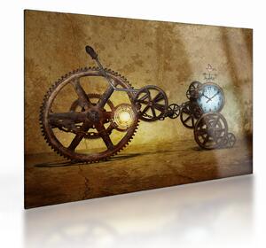 Obraz na szkle starych mechanizmów zegarowych (70x50 cm)