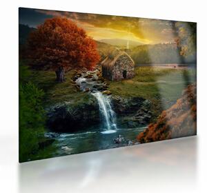 Obraz na szkle domku w bajkowym krajobrazie (70x50 cm)