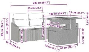 Zestaw Mebli Ogrodowych Komplet Wypoczynkowy Z Poduszkami 5-Częściowy Szary Rattan Na Taras Balkon Ogród