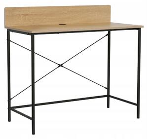 Biurko z szufladą i półkami komputerowe 100 x 49.5 cm kolor czarny i dąb naturalny FURNITEX B12-FX