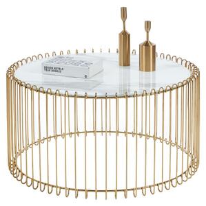 Stolik kawowy do salonu 80 x 80 cm kolor biały marmur i biały FURNITEX L13-FX