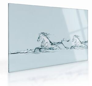 Obraz na szkle - Konie z kropli wody (70x50 cm)