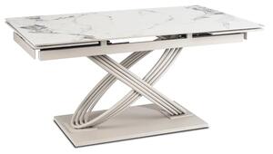 Stół Rozkładany Prostokątny IBIZA 160-240 cm Ceramiczny Biały Marmur/Kaszmir Japandi