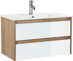 Szafka pod umywalkę z ceramiczną umywalką, 81 cm szerokości