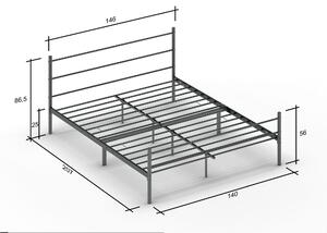 PARIS łóżko metalowe 140x200 szare