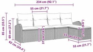 Zestaw Mebli Ogrodowych Komplet Wypoczynkowy Z Poduszkami 5-Częściowy Szary Rattan Na Taras Balkon Ogród