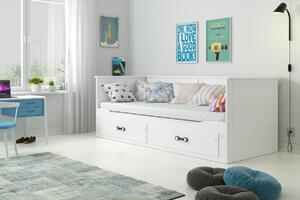 Łóżko młodzieżowe rozsuwane białe HERMES 80x200 z materacem