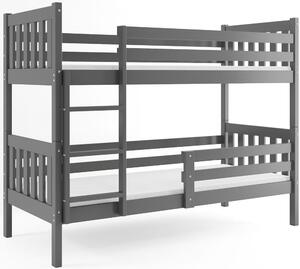Łóżko piętrowe CARINO 90x200 grafitowe/szare z materacem