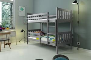 Łóżko piętrowe CARINO 90x200 grafitowe/szare z materacem