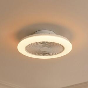 Wentylator sufitowy LED Lindby Vedin, biały, DC, Ø 45 cm, RGBW Vedin Lindby, możliwość ściemniania, biały / opal, salon / jadalnia, tworzywo sztuczne, nowoczesny