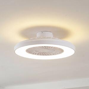 Wentylator sufitowy LED Lindby Teleo, Ø 58 cm, biały, DC, Tuya Teleo Lindby, możliwość ściemniania, biały / opal, salon / jadalnia, tworzywo sztuczne, nowoczesny