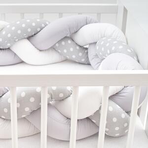 Ochraniacz do łóżeczka warkocz New Baby Groszek szaro-biały