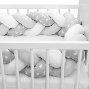 Ochraniacz do łóżeczka warkocz New Baby Gwiazdki szary biały