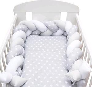 Ochraniacz do łóżeczka warkocz New Baby Gwiazdki szary biały