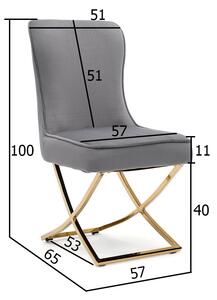 EMWOmeble Krzesło fotelowe Glamour Y-2010 beżowy welur / srebrne nogi