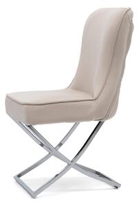 EMWOmeble Krzesło fotelowe Glamour Y-2010 beżowy welur / srebrne nogi