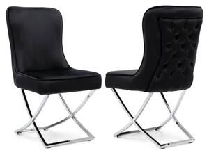 MebleMWM Krzesło fotelowe Glamour Y-2010 | Czarny welur | Srebrne nogi