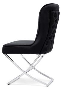 EMWOmeble Krzesło fotelowe Glamour Y-2010 czarny welur / srebrne nogi