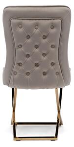 EMWOmeble Krzesło Glamour Y-2010 ciemny beżowy welur / złote nogi
