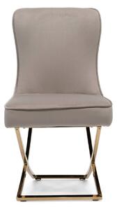 EMWOmeble Krzesło Glamour Y-2010 ciemny beżowy welur / złote nogi