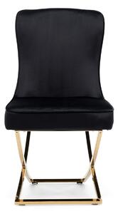 MebleMWM Krzesło fotelowe Glamour Y-2010 | Czarny welur | Złote nogi