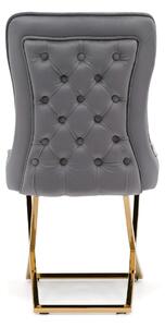 EMWOmeble Krzesło fotelowe Glamour Y-2010 szary welur / złote nogi
