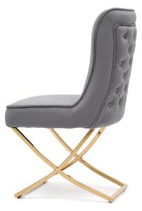 EMWOmeble Krzesło fotelowe Glamour Y-2010 szary welur / złote nogi