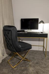 EMWOmeble Krzesło fotelowe Glamour Y-2010 czarny welur / złote nogi