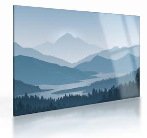 Obraz na szkle - Góry oczami grafika (70x50 cm)