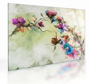 Obraz na szkle - malowidło pnącej się kwiaty (70x50 cm)