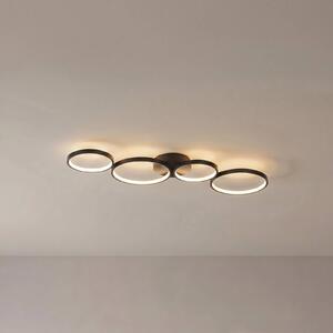 Lampa sufitowa LED Evengeline Lindby, czarny, salon / jadalnia, aluminium, nowoczesny