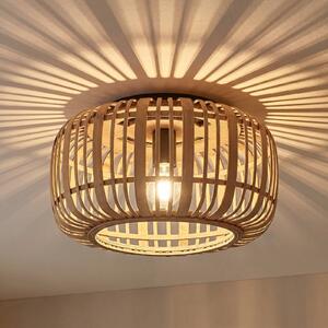 Lampa sufitowa Canyana Lindby, możliwość ściemniania, jasne drewno, salon / jadalnia, drewno, dworkowy / rustykalny